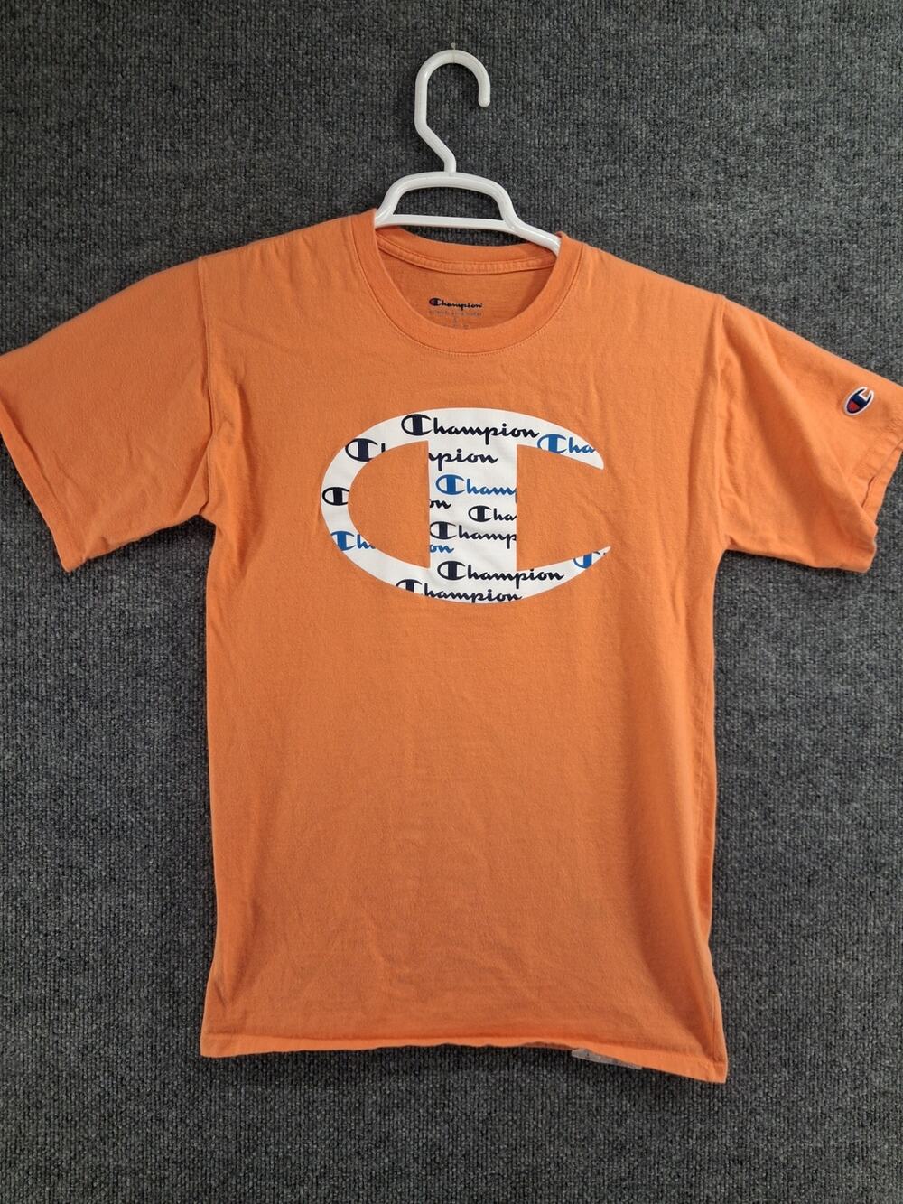 Champion Tshirt Womens Small Orange Short Sleeve Chest Logo